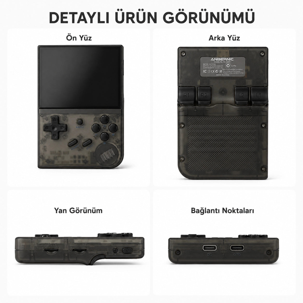 ANBERNIC RG35XX TV Uyumlu Retro El Oyun Konsolu, 3.5 İnç IPS Ekran HDMI Taşınabilir Emülatör