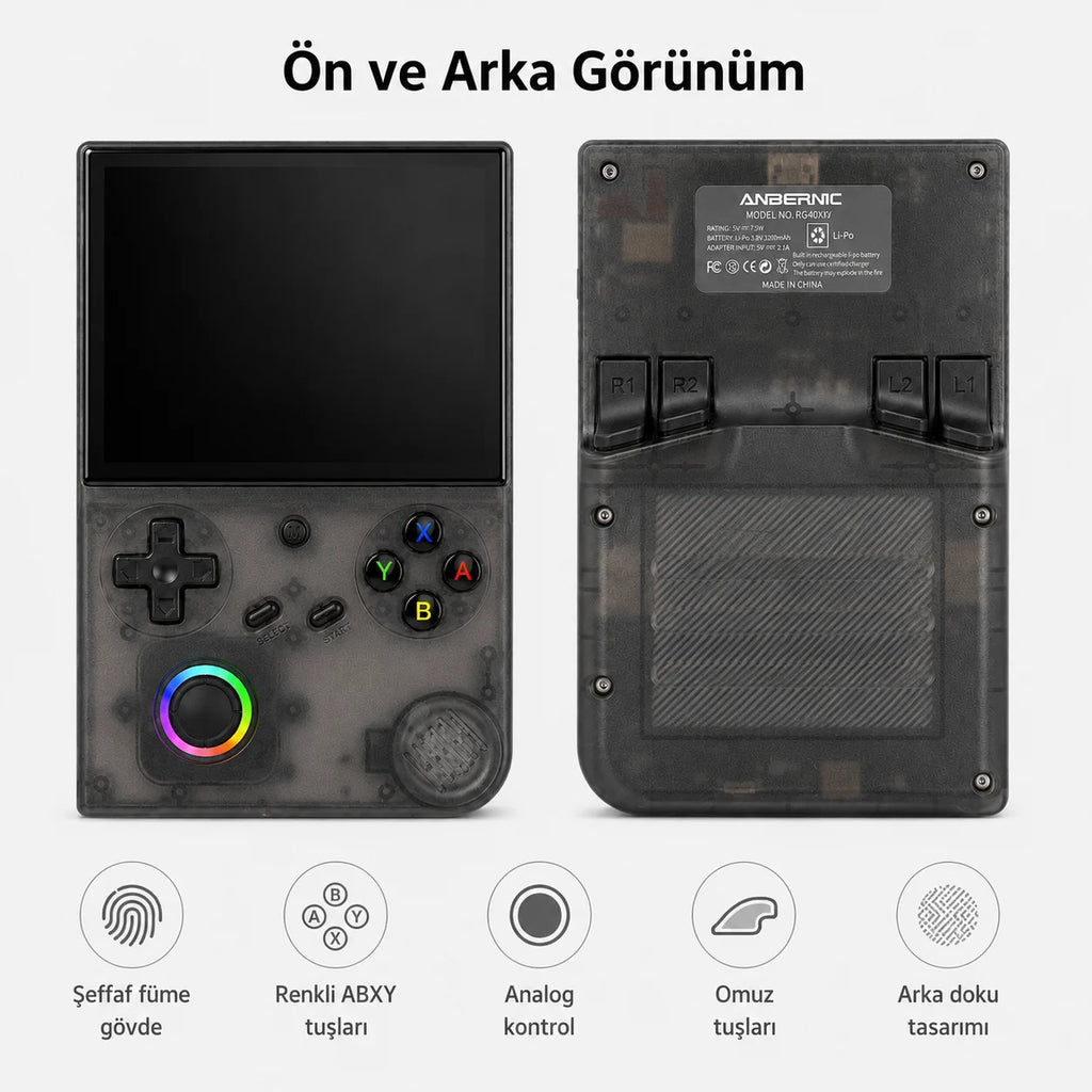 ANBERNIC RG 40XXV Taşınabilir El Oyun Konsolu, 4.0 inç IPS Ekran, Retro Game Boy PSP Oyun Konsolu