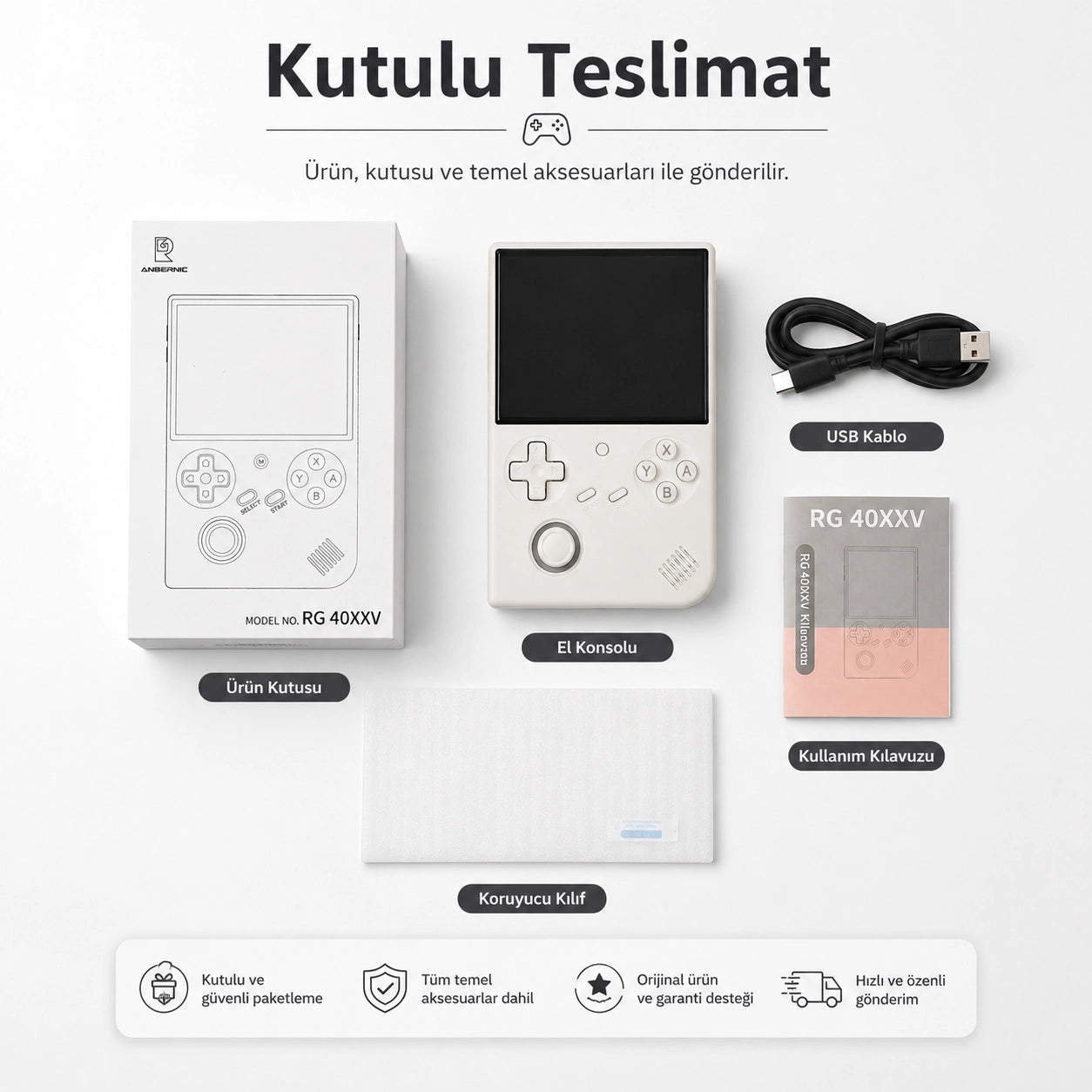 ANBERNIC RG 40XXV Taşınabilir El Oyun Konsolu, 4.0 inç IPS Ekran, Retro Game Boy PSP Oyun Konsolu
