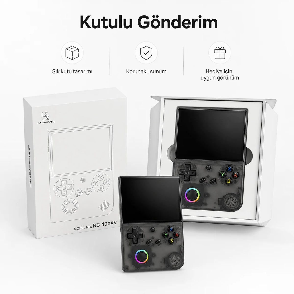 ANBERNIC RG 40XXV Taşınabilir El Oyun Konsolu, 4.0 inç IPS Ekran, Retro Game Boy PSP Oyun Konsolu