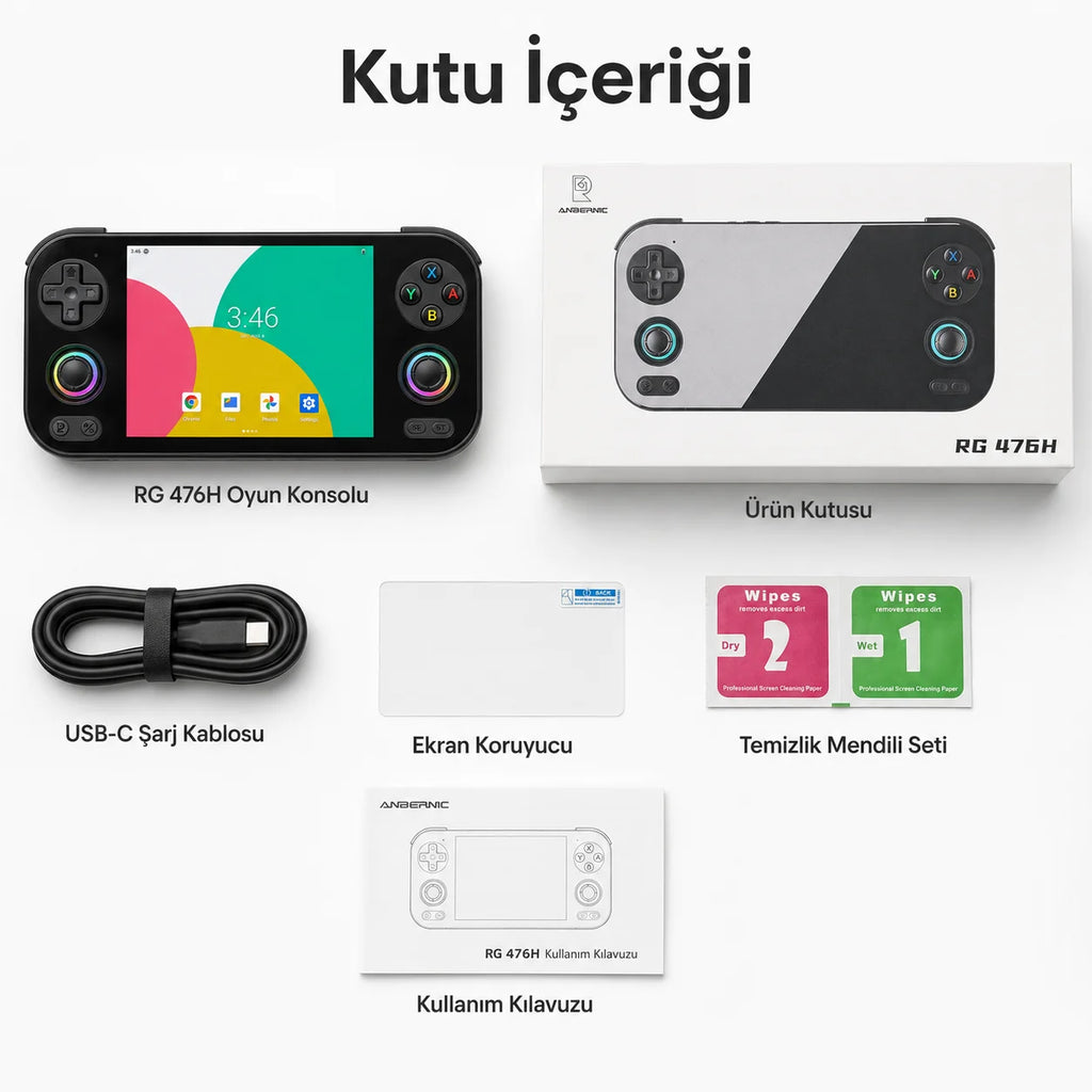 ANBERNIC RG 476H El Oyun Konsolu 5000 mAh Pil, Taşınabilir Retro Atari Atari Oyun Cihazı