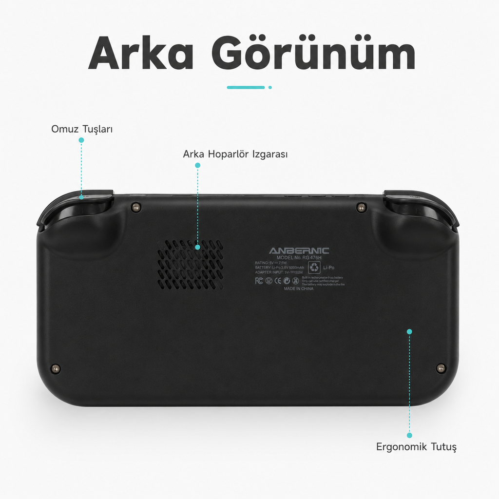 ANBERNIC RG 476H El Oyun Konsolu 5000 mAh Pil, Taşınabilir Retro Atari Atari Oyun Cihazı