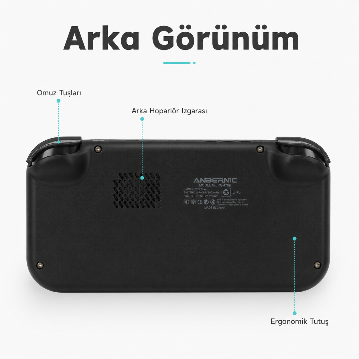 ANBERNIC RG 476H El Oyun Konsolu 5000 mAh Pil, Taşınabilir Retro Atari Atari Oyun Cihazı