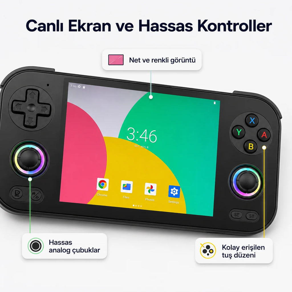 ANBERNIC RG 476H El Oyun Konsolu 5000 mAh Pil, Taşınabilir Retro Atari Atari Oyun Cihazı
