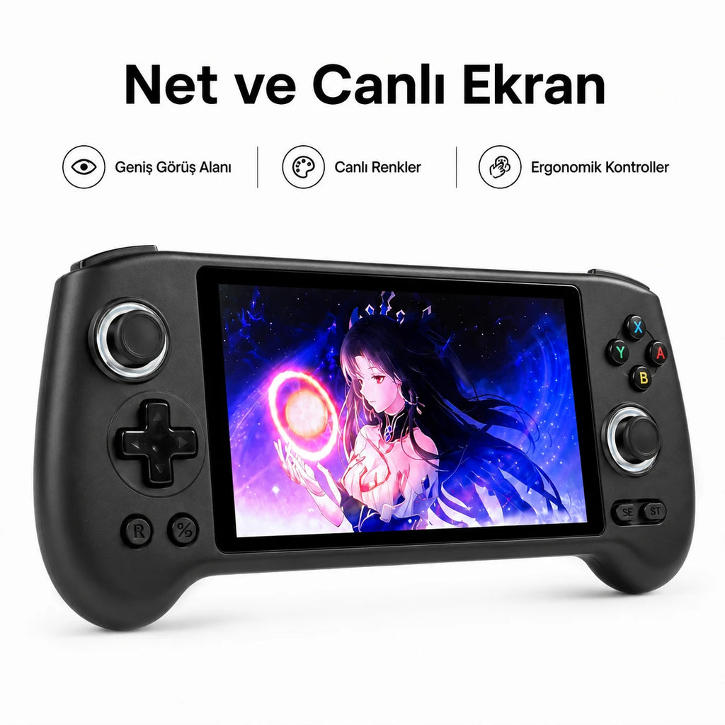 ANBERNIC RG556 Retro El Oyun Konsolu 5.48 inç AMOLED Ekran, Kablosuz Taşınabilir Oyun Cihazı