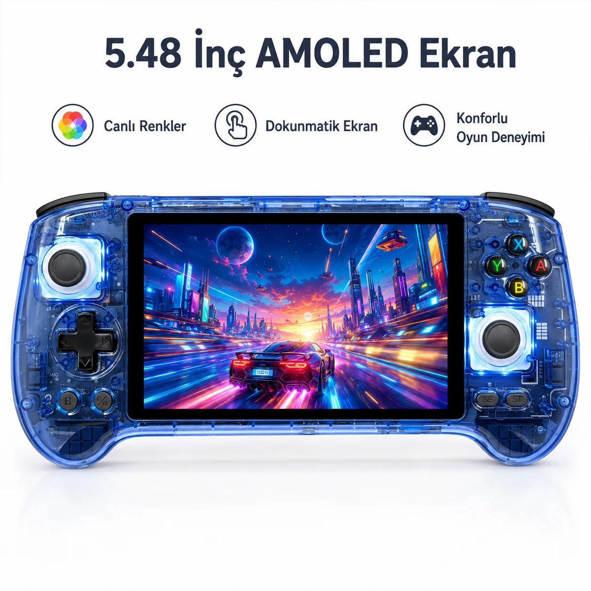 ANBERNIC RG556 Retro El Oyun Konsolu 5.48 inç AMOLED Ekran, Kablosuz Taşınabilir Oyun Cihazı
