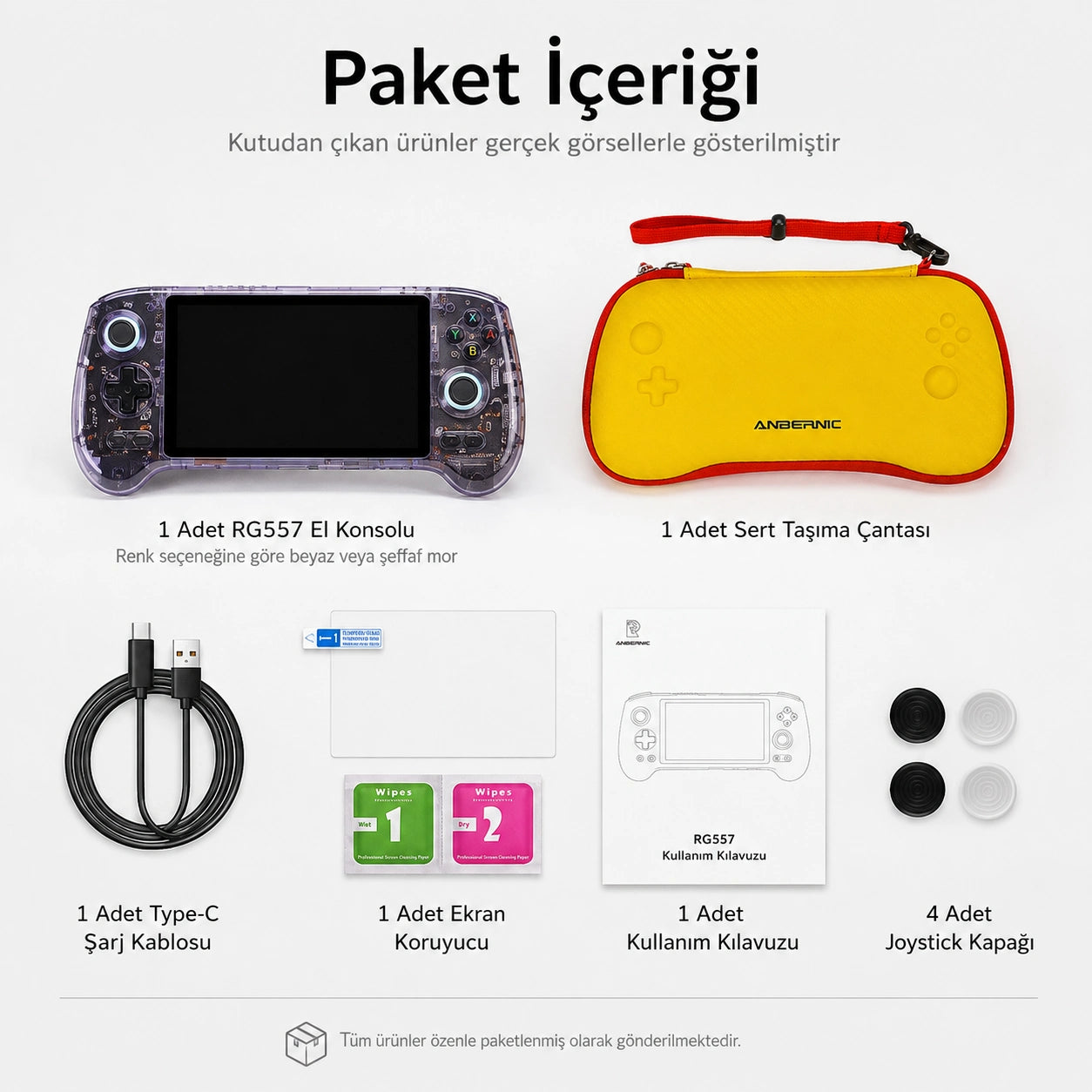 Anbernic RG557 Android El Konsolu 12GB RAM 256GB, Retro Taşınabilir Oyun Konsolu