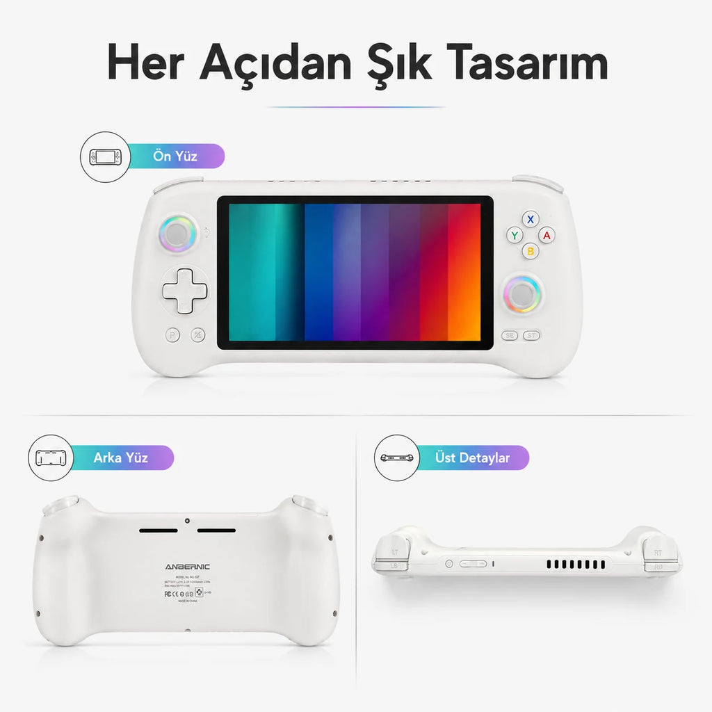 Anbernic RG557 Android El Konsolu 8GB RAM 128GB, Retro Taşınabilir Oyun Konsolu
