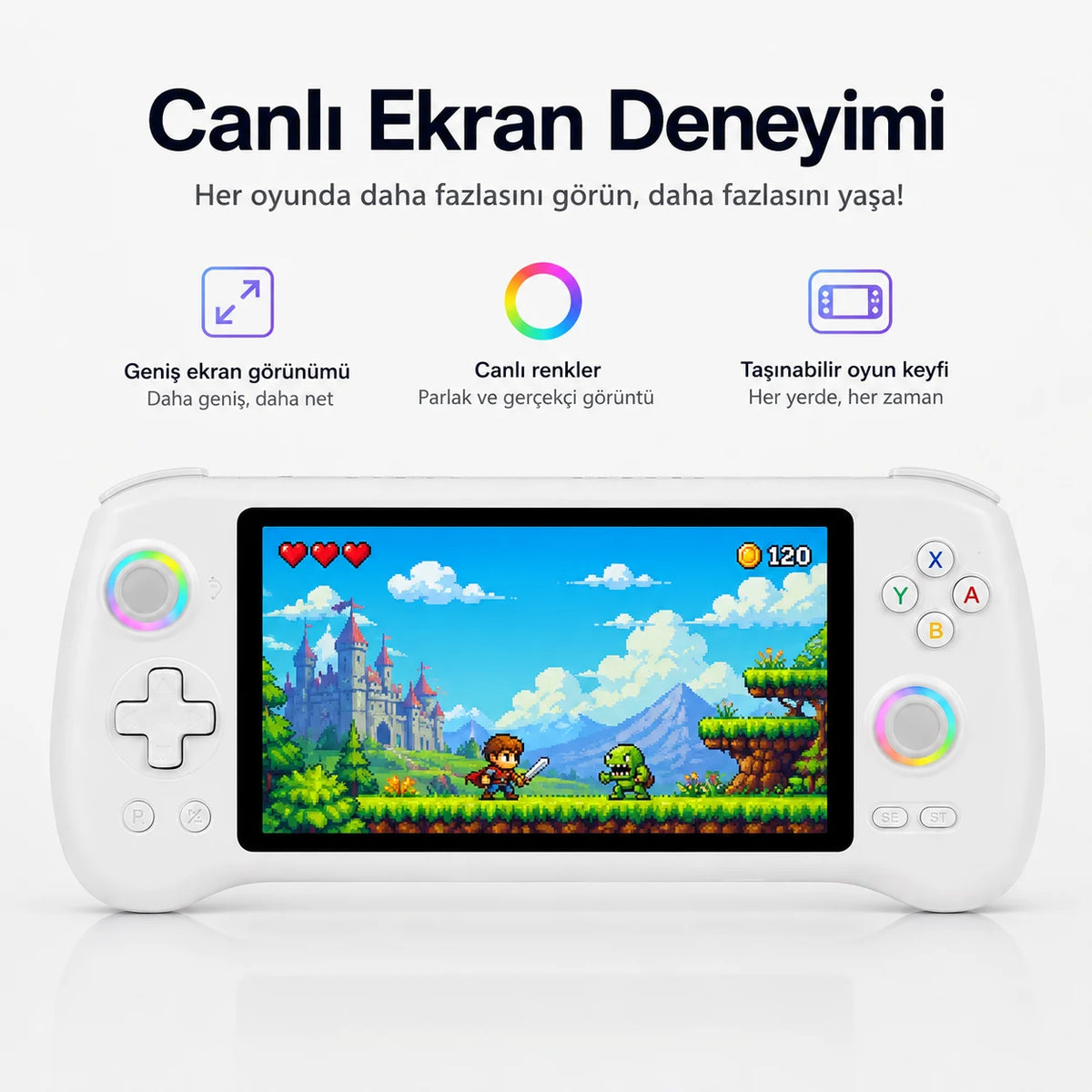 Anbernic RG557 Android El Konsolu 8GB RAM 128GB, Retro Taşınabilir Oyun Konsolu
