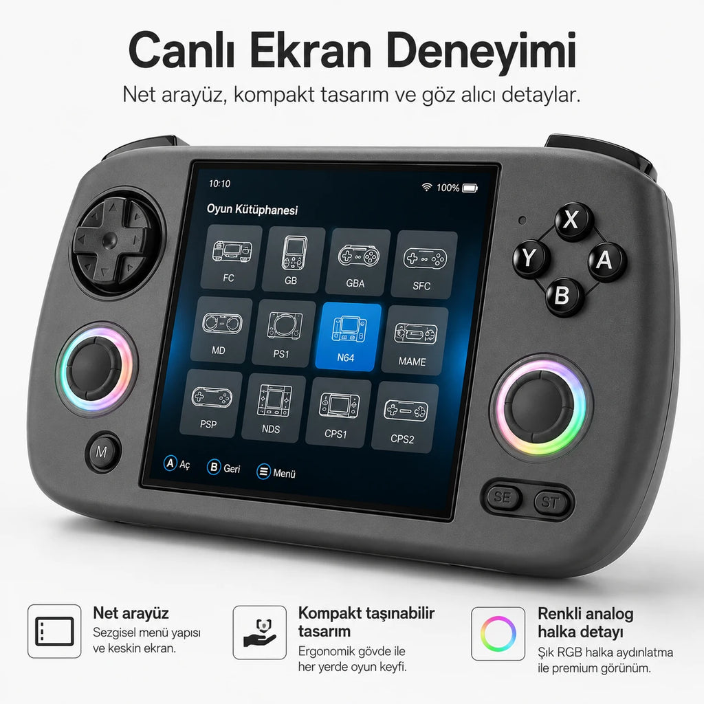 Anbernic RG CubeXX El Oyun Konsolu 3.95 inc IPS Ekran, Retro Mini Oyun Konsolu
