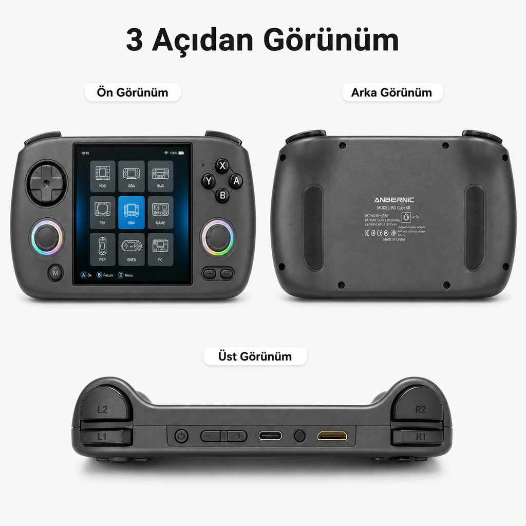 Anbernic RG CubeXX El Oyun Konsolu 3.95 inc IPS Ekran, Retro Mini Oyun Konsolu