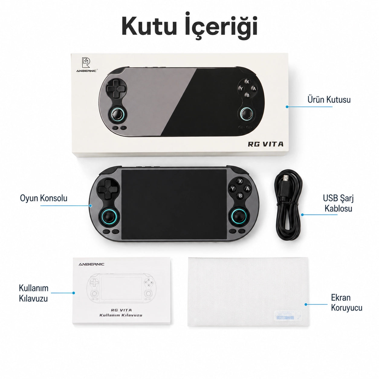 Anbernic RG VITA El Oyun Konsolu 5.46 inç IPS Dokunmatik Ekran Android 12 Taşınabilir Retro Atari Oyun Cihazı