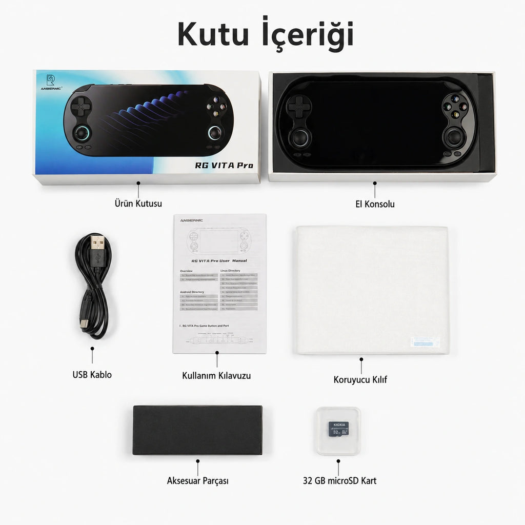 Anbernic RG VITA Pro Taşınabilir El Oyun Konsolu RK3576 4GB RAM 5000 mAh, Android Retro Oyun Konsolu