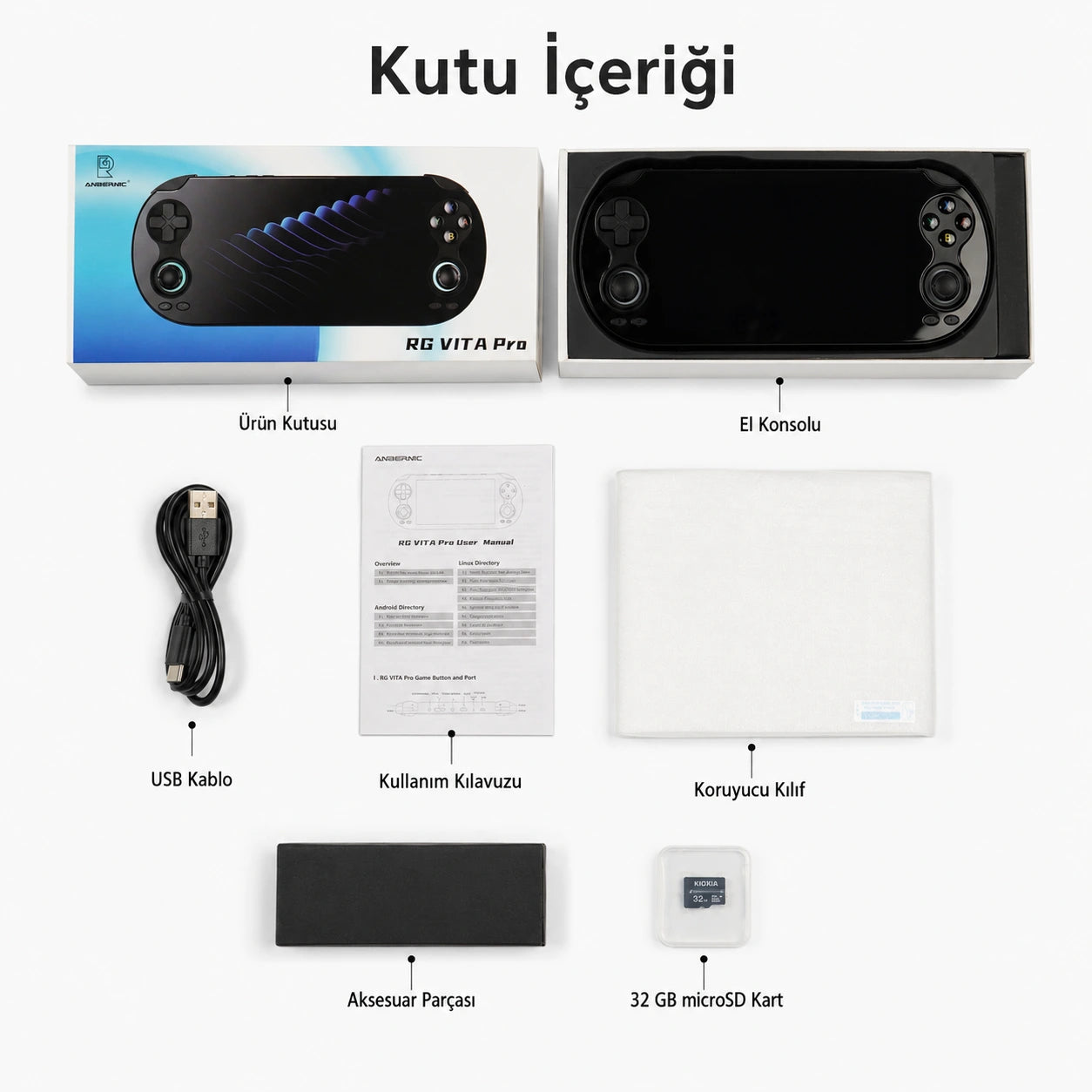 Anbernic RG VITA Pro Taşınabilir El Oyun Konsolu RK3576 4GB RAM 5000 mAh, Android Retro Oyun Konsolu