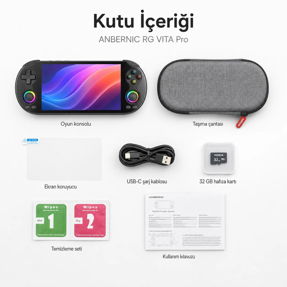 Anbernic RG VITA Pro Taşınabilir El Oyun Konsolu RK3576 4GB RAM 5000 mAh, Android Retro Oyun Konsolu