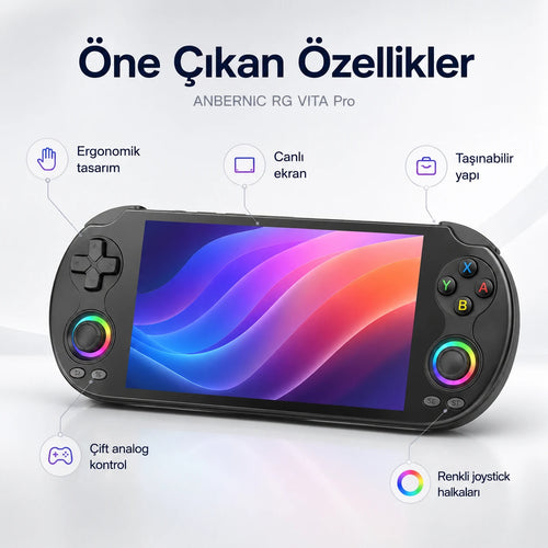 Anbernic RG VITA Pro Taşınabilir El Oyun Konsolu RK3576 4GB RAM 5000 mAh, Android Retro Oyun Konsolu