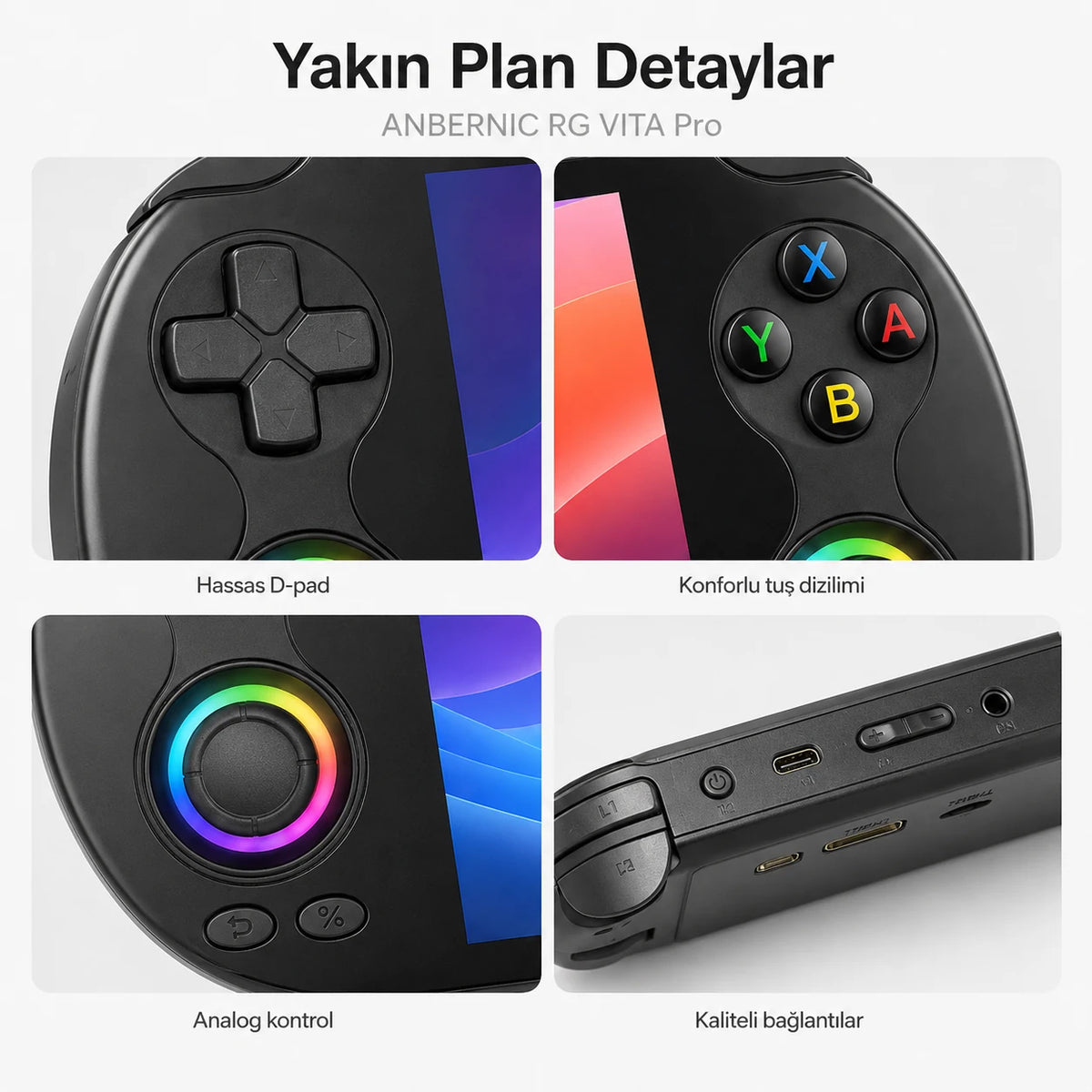 Anbernic RG VITA Pro Taşınabilir El Oyun Konsolu RK3576 4GB RAM 5000 mAh, Android Retro Oyun Konsolu