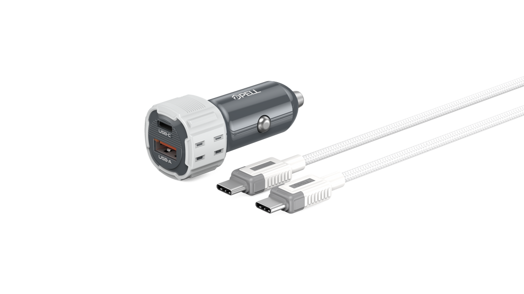 PL-C15 38W Çift Çıkışlı PD PPS Hızlı Araç Şarj Cihazı, Type-C Kablo Setli Çakmaklık Şarj Adaptörü