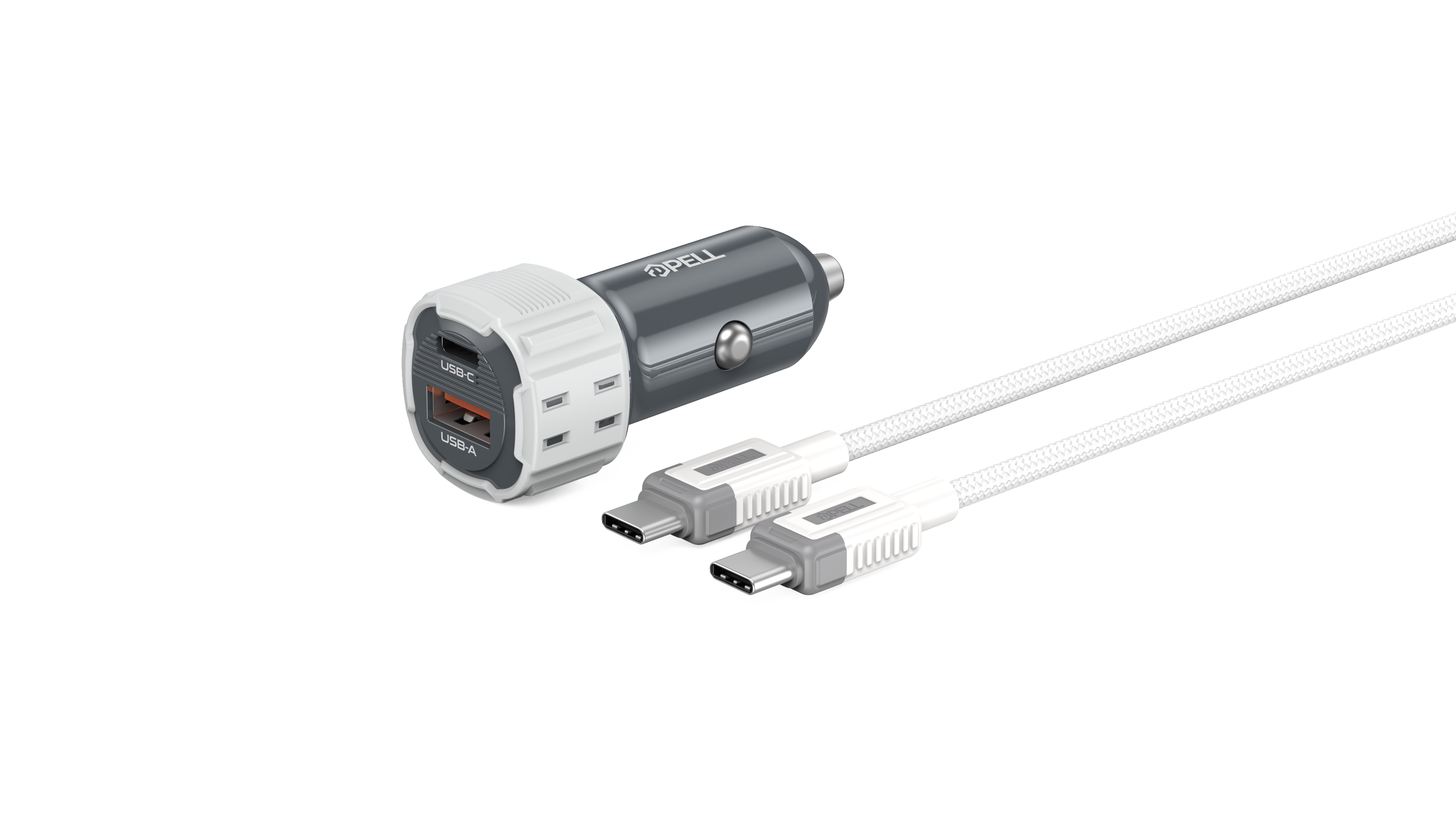 PL-C15 38W Çift Çıkışlı PD PPS Hızlı Araç Şarj Cihazı, Type-C Kablo Setli Çakmaklık Şarj Adaptörü