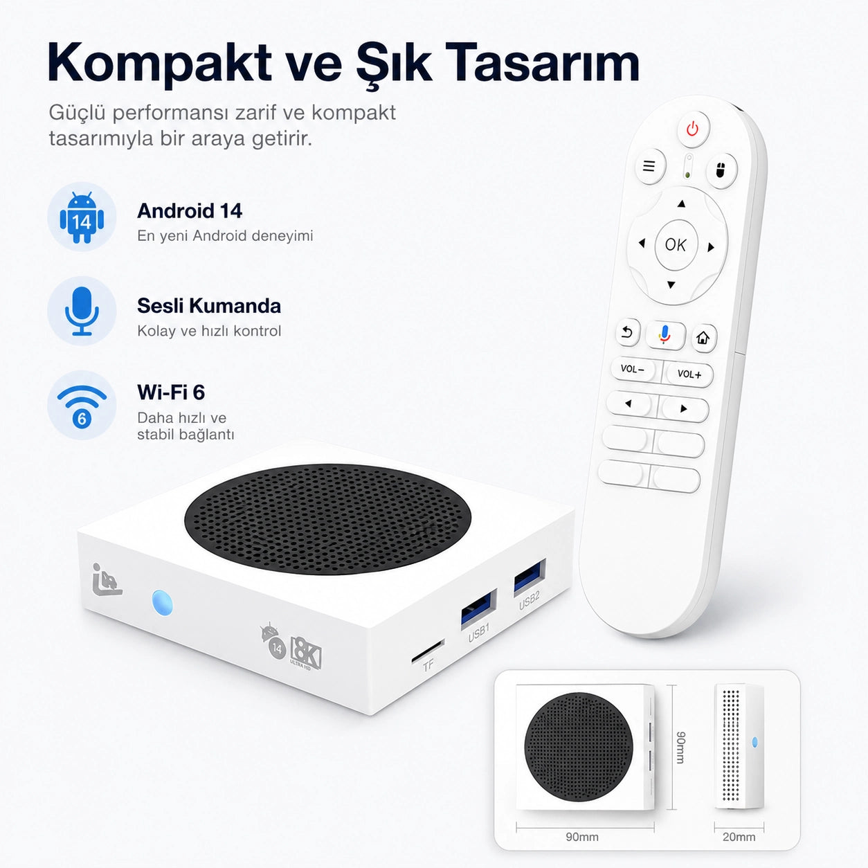 C5 PRO 8K Android 14 TV Box 4GB 64GB, Wi-Fi 6 Smart Media Player
