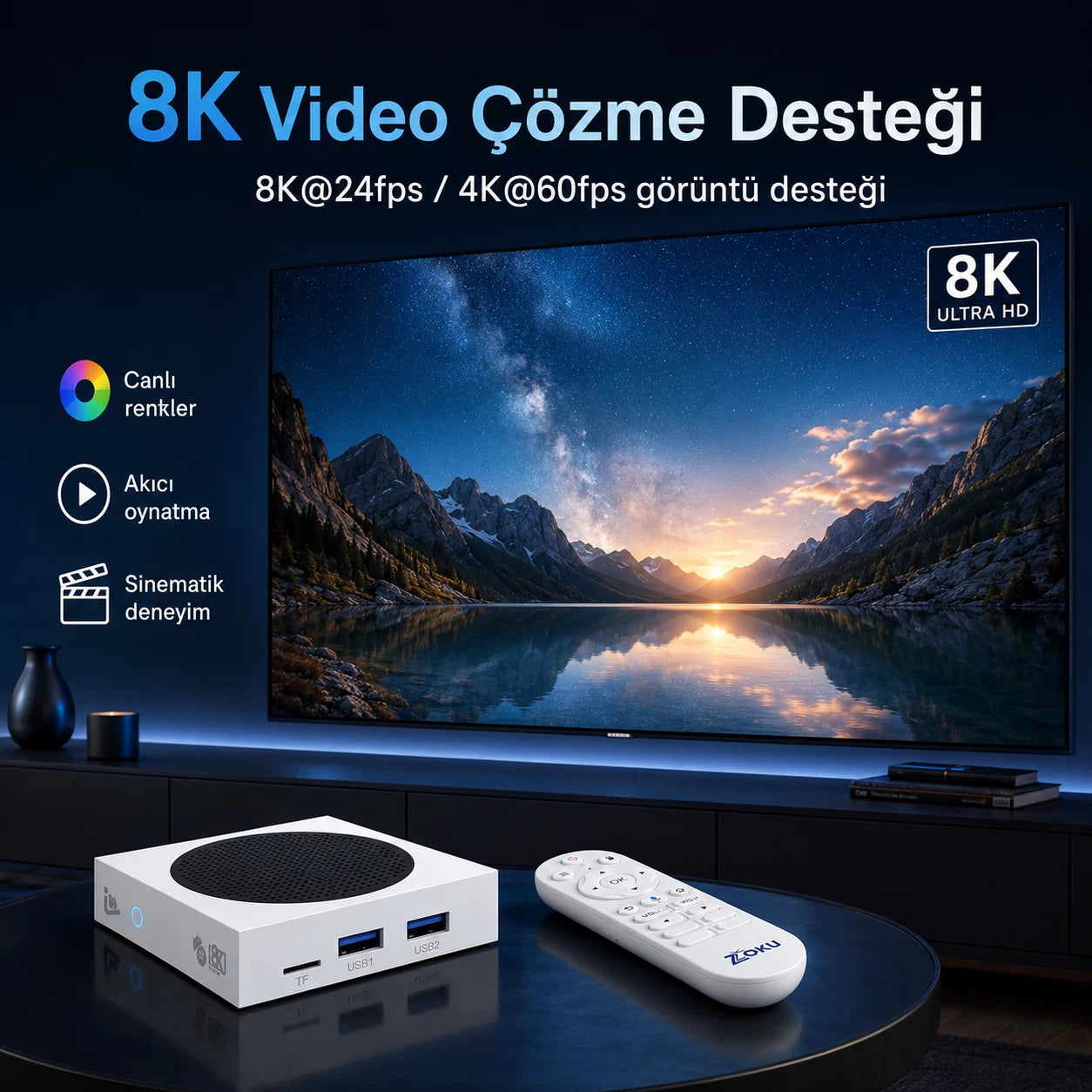 C5 PRO 8K Android 14 TV Box 4GB 64GB, Wi-Fi 6 Smart Media Player
