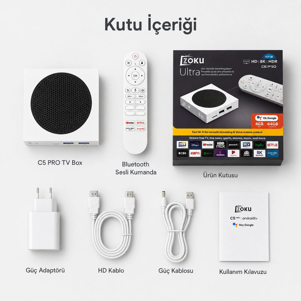 C5 PRO 8K Android 14 TV Box 4GB 64GB, Wi-Fi 6 Smart Media Player