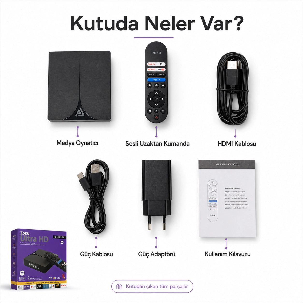 C8 Android TV Box Ultra HD 4K, 10K HDR Destekli Akıllı Media Player