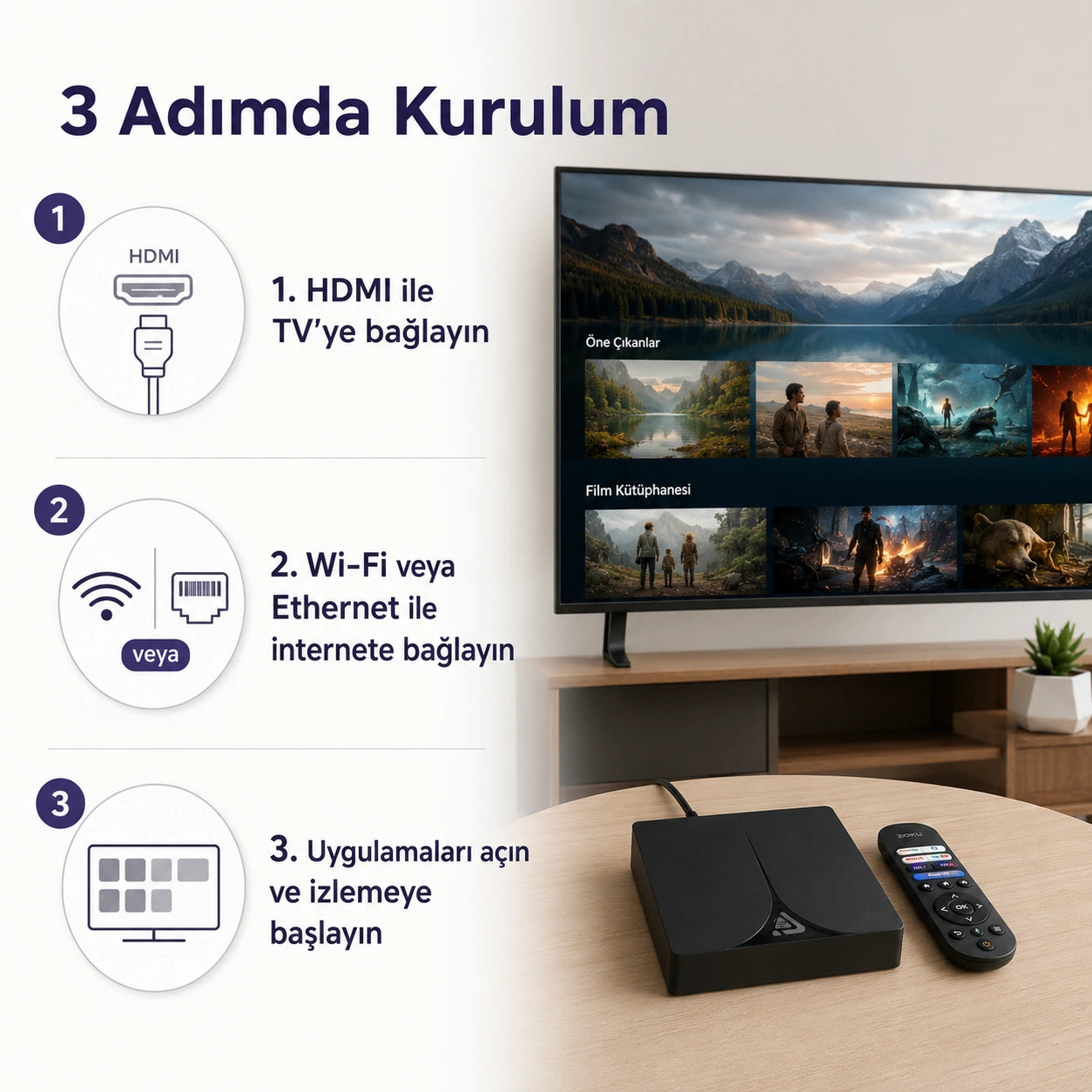 C8 Android TV Box Ultra HD 4K, 10K HDR Destekli Akıllı Media Player