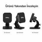 CH-H4 Vantuzlu Manyetik Araç İçi Telefon Tutucu, 360° Dönebilen Kablo Klipsli Torpido ve Cam Standı