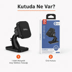 CH-H4 Vantuzlu Manyetik Araç İçi Telefon Tutucu, 360° Dönebilen Kablo Klipsli Torpido ve Cam Standı