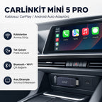 Carlinkit Mini 5 Pro Kablosuz CarPlay Çevirici Adaptör, Bluetooth & Wi-Fi Akıllı Araç Multimedya Dönüştürücü