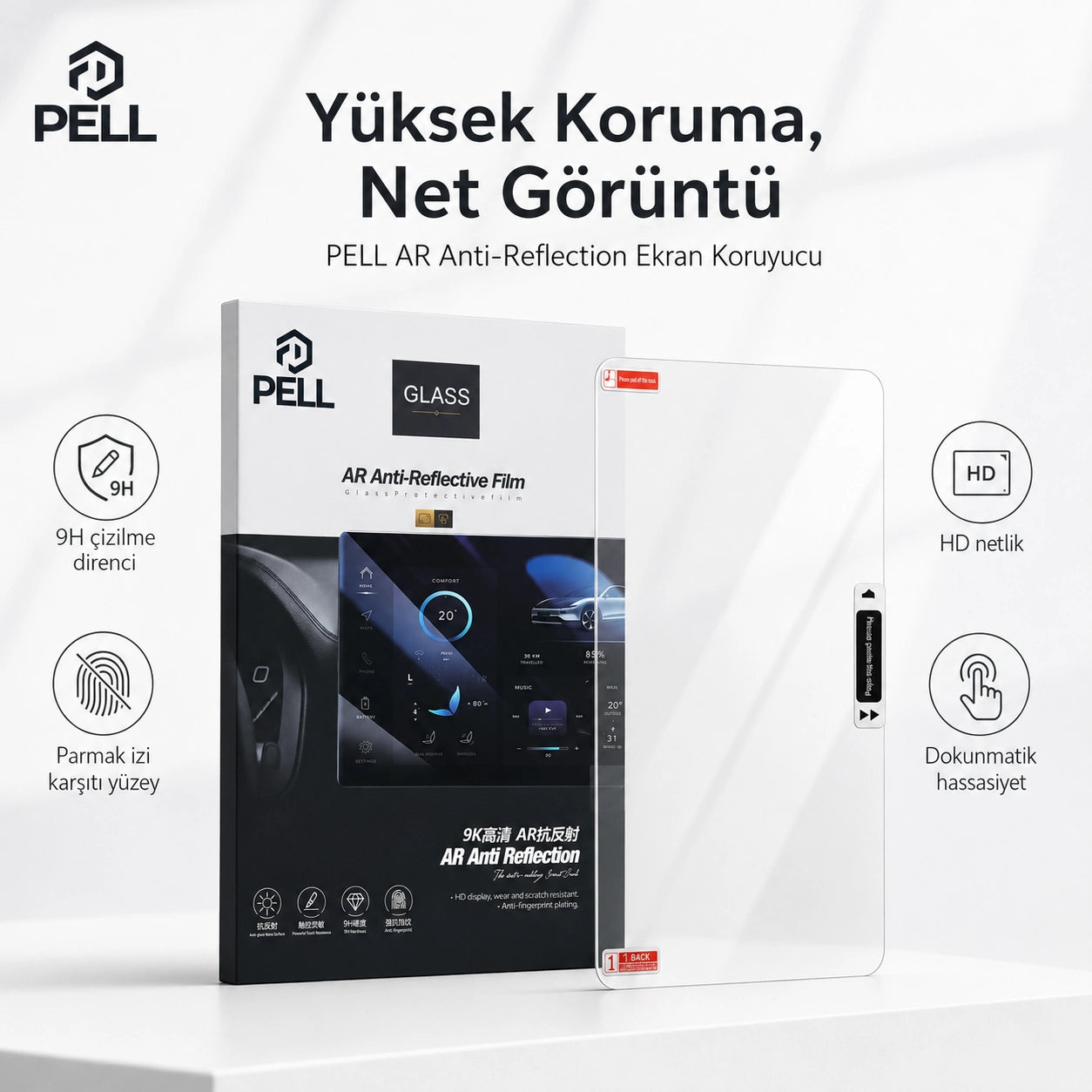 Lopard Tesla Model Y Juniper Ekran Koruyucu Sert Cam Seti, 9H 2in1 Ön ve Arka Multimedya Camı