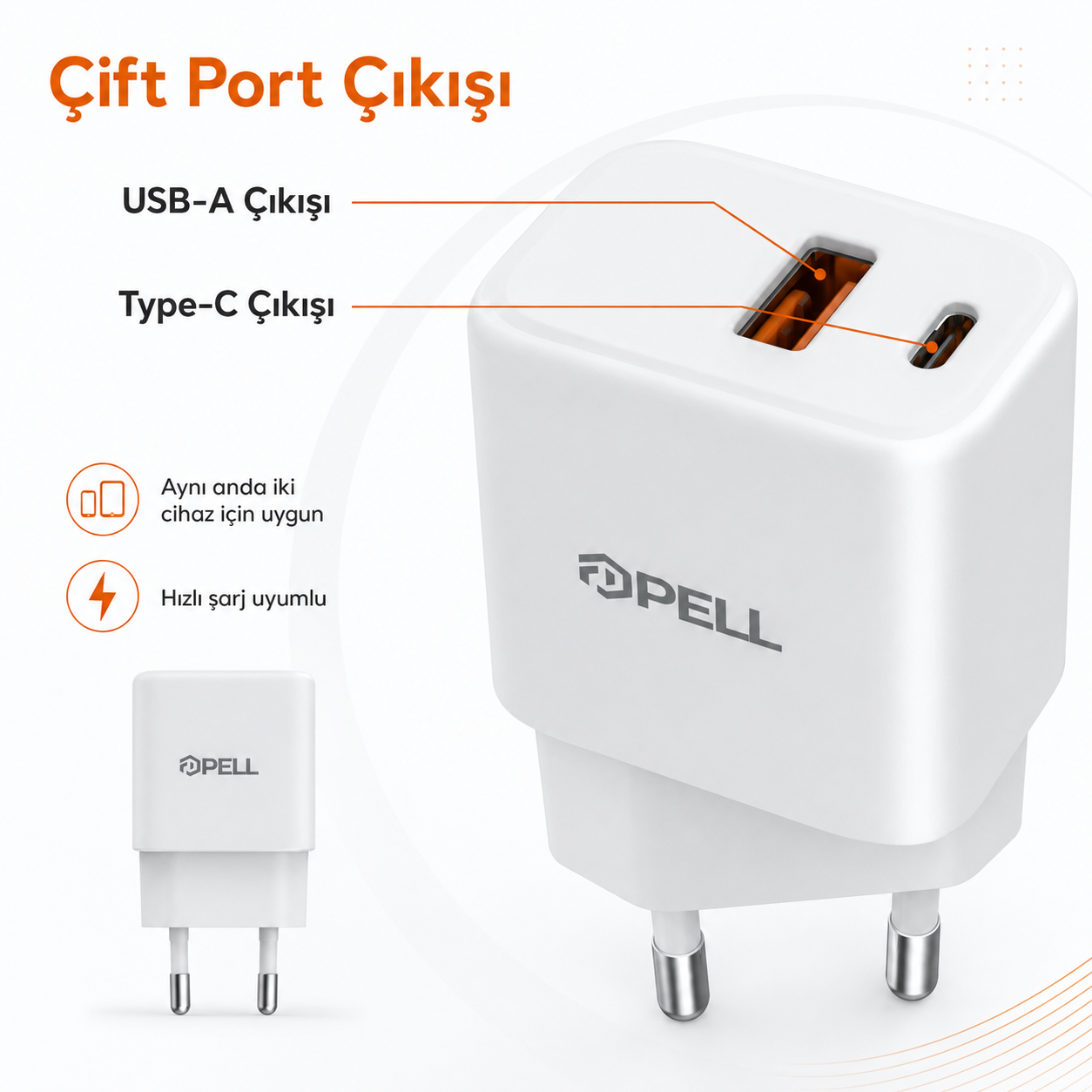 PL-E13 20W Çift Portlu PD QC 3.0 Hızlı Duvar Şarj Cihazı, Akıllı Telefon Şarj Başlığı