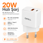 PL-E13 20W Çift Portlu PD QC 3.0 Hızlı Duvar Şarj Cihazı, Akıllı Telefon Şarj Başlığı