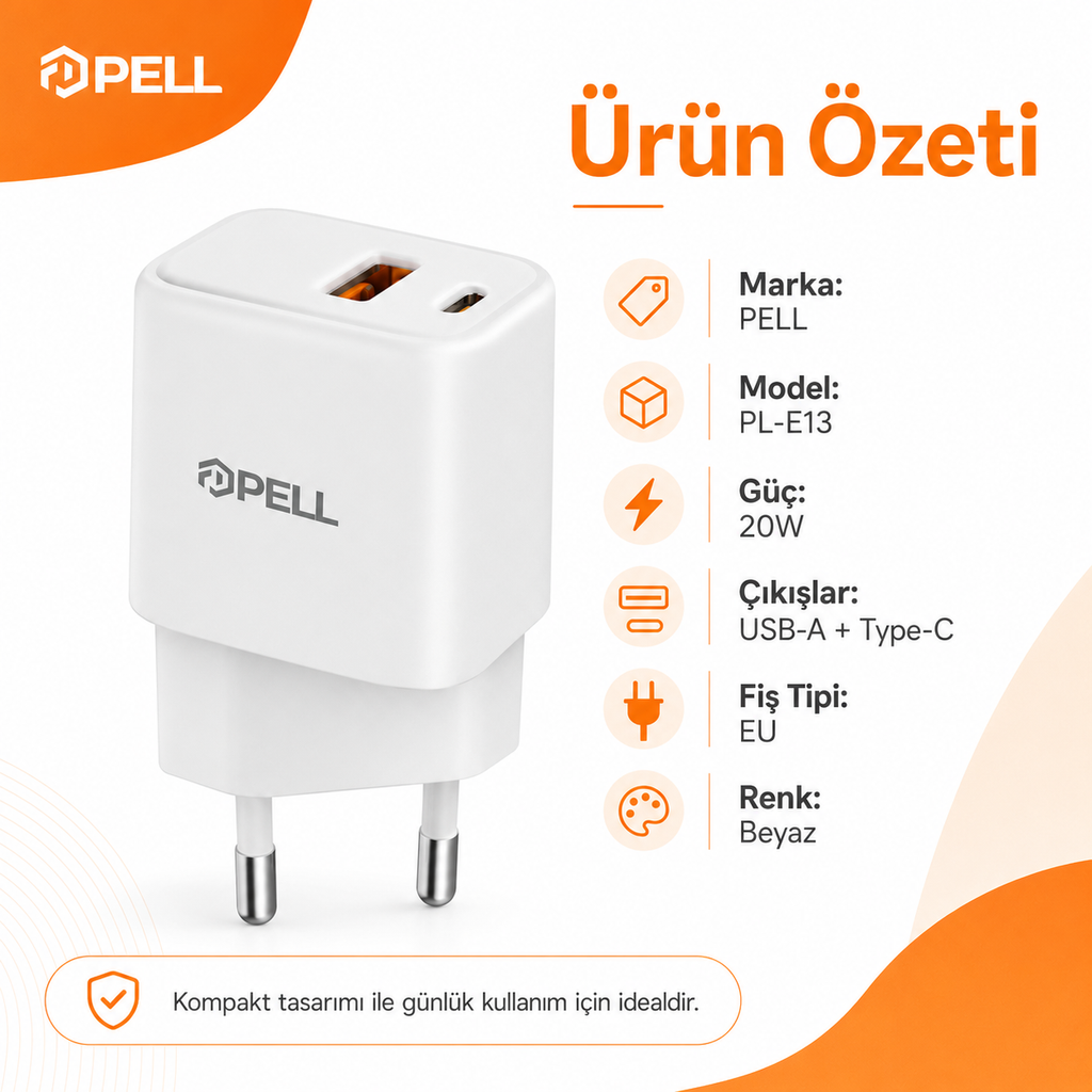 PL-E13 20W Çift Portlu PD QC 3.0 Hızlı Duvar Şarj Cihazı, Akıllı Telefon Şarj Başlığı