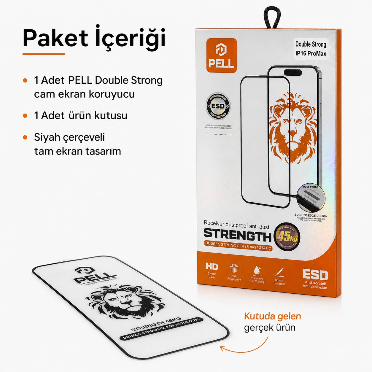 iPhone 16 Pro Max Uyumlu Joan Edge Tam Kaplayan Temperli Cam Ekran Koruyucu, 45kg Darbe Dirençli Anti-Static Ahize Toz Filtreli