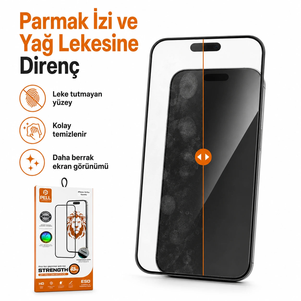 iPhone 16 Pro Max Uyumlu Joan Edge Tam Kaplayan Temperli Cam Ekran Koruyucu, 45kg Darbe Dirençli Anti-Static Ahize Toz Filtreli
