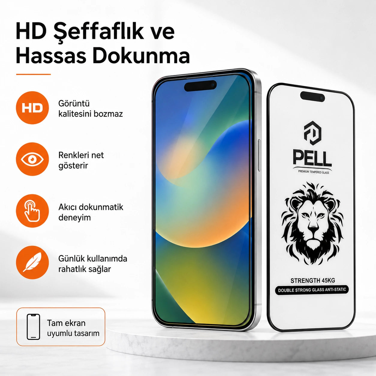 iPhone 16 Pro Max Uyumlu Joan Edge Tam Kaplayan Temperli Cam Ekran Koruyucu, 45kg Darbe Dirençli Anti-Static Ahize Toz Filtreli