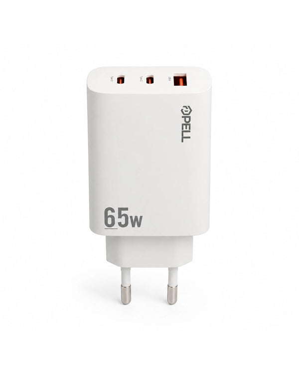 PELL E14 65W PD 3 Portlu Ultra Hızlı Turbo Şarj Cihazı, Type-C ve USB Seyahat Adaptörü