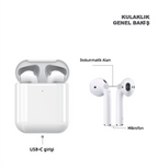 EAR-1 Pro 2 Premium Bluetooth Kulaklık, iPhone ve Android Uyumlu Kablosuz Kulak İçi Kulaklık