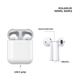 EAR-1 Pro 2 Premium Bluetooth Kulaklık, iPhone ve Android Uyumlu Kablosuz Kulak İçi Kulaklık