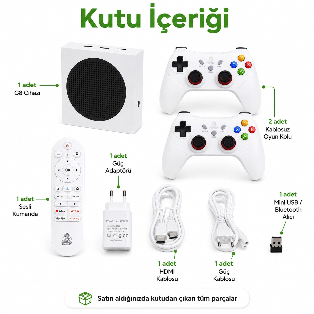 G8 Android 14 TV Box ve Oyun Konsolu 60.000+ Oyunlu, Wi-Fi 6 Akıllı Media Player