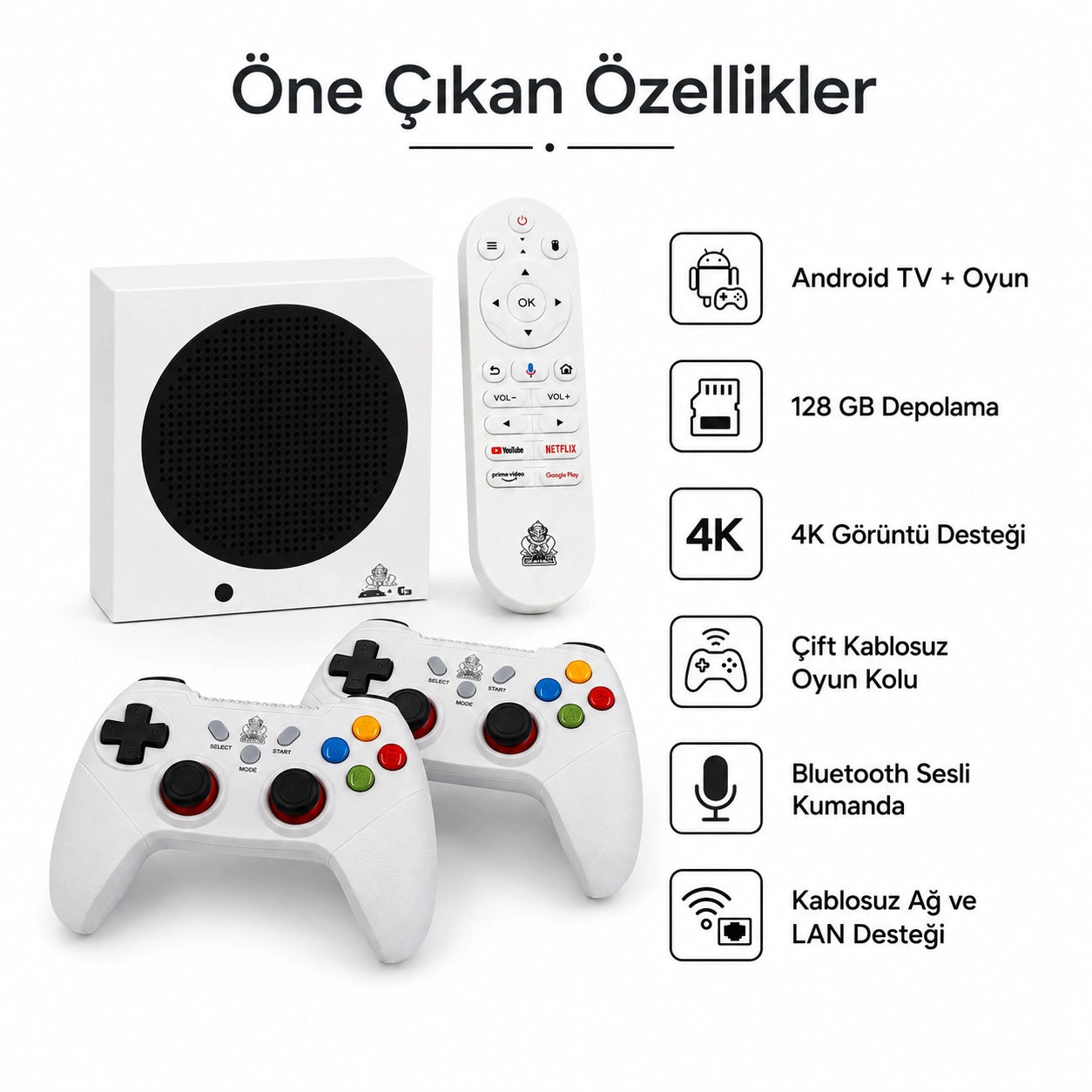 G8 Android 14 TV Box ve Oyun Konsolu 60.000+ Oyunlu, Wi-Fi 6 Akıllı Media Player