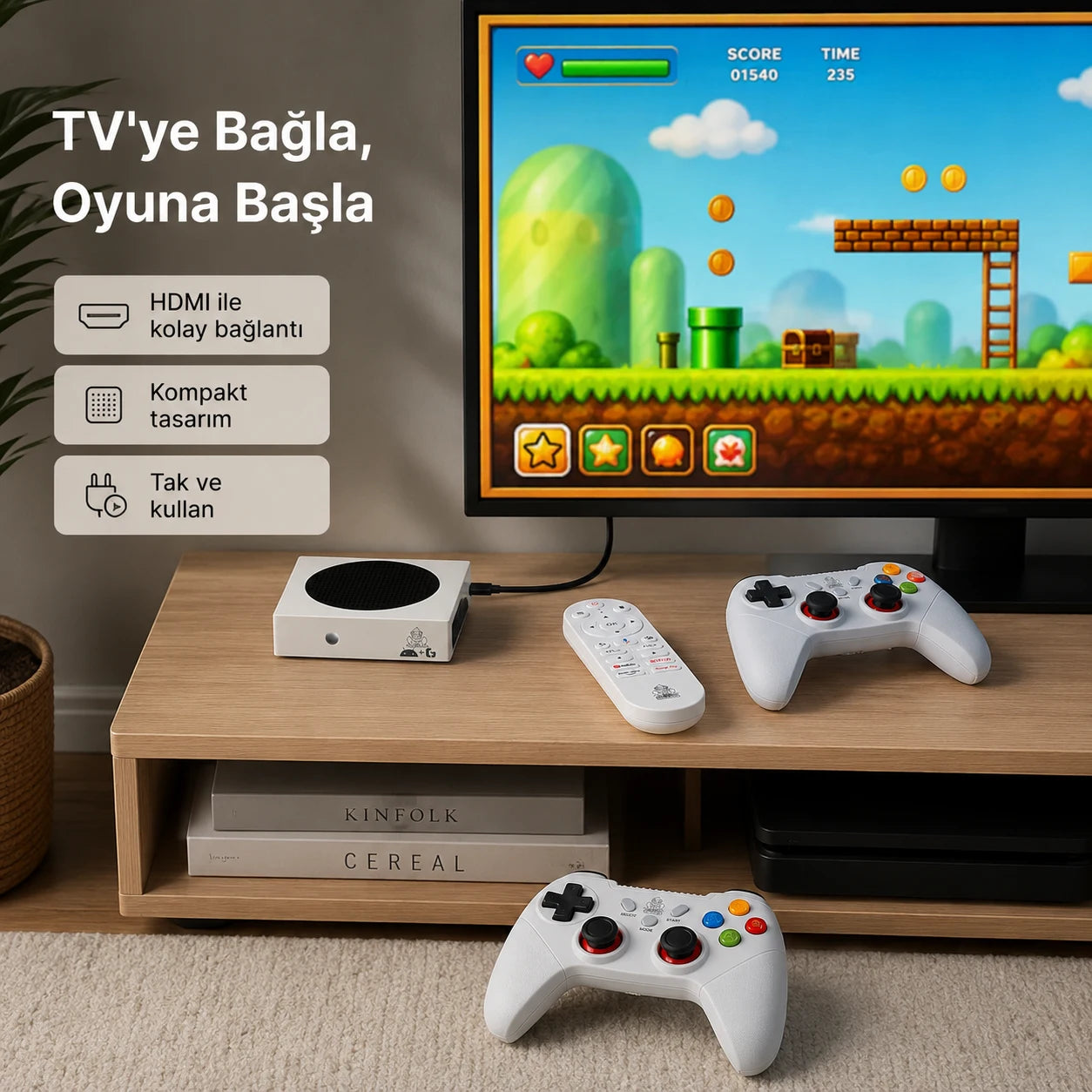 G8 Android 14 TV Box ve Oyun Konsolu 60.000+ Oyunlu, Wi-Fi 6 Akıllı Media Player