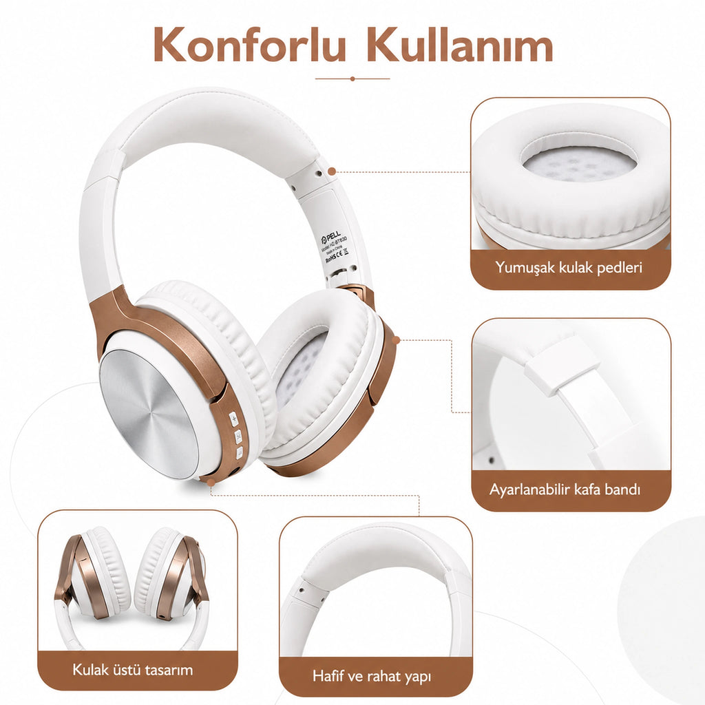 HZ-BT830 Bluetooth Kulak Üstü Kulaklık 5.0, Kablosuz Süper Bass Kulaklık