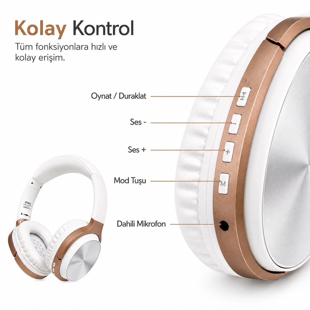 HZ-BT830 Bluetooth Kulak Üstü Kulaklık 5.0, Kablosuz Süper Bass Kulaklık