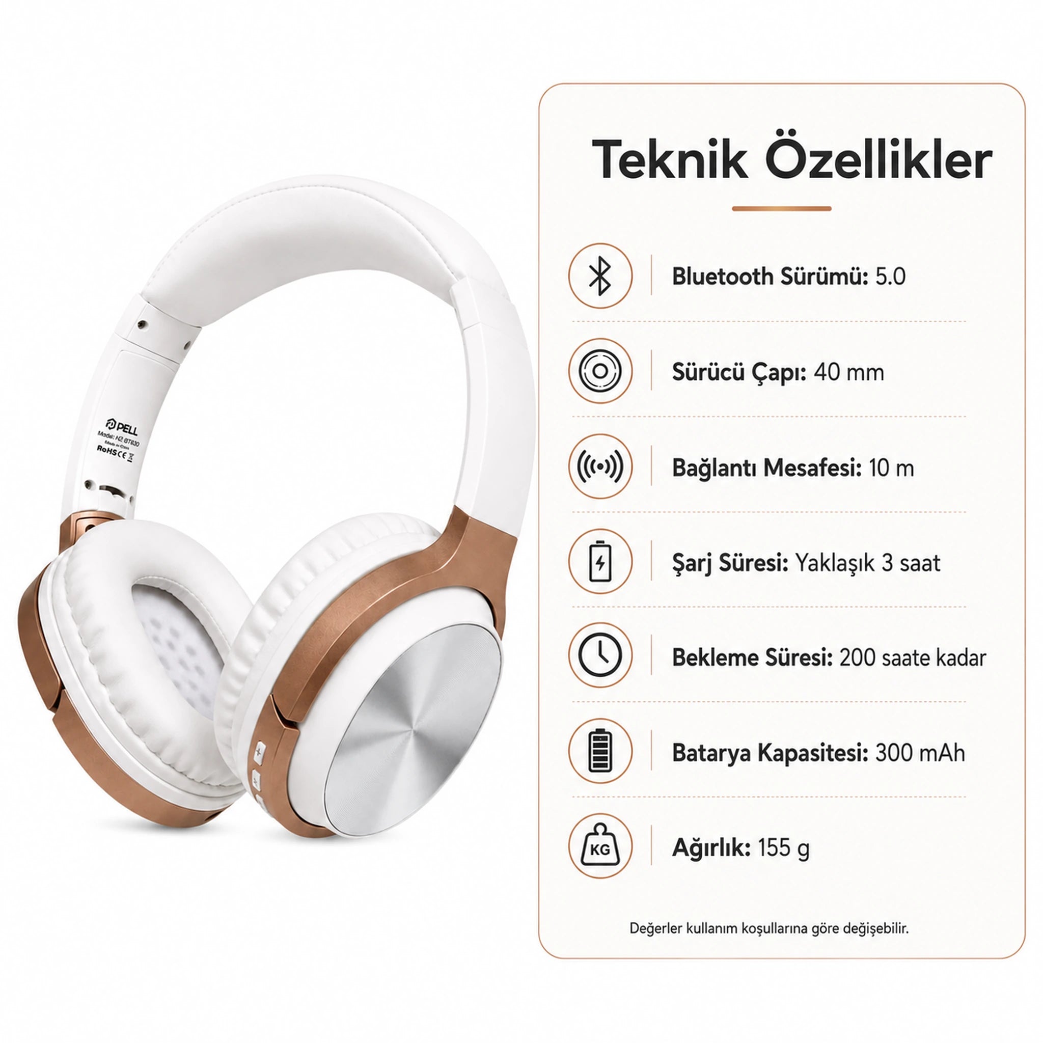 HZ-BT830 Bluetooth Kulak Üstü Kulaklık 5.0, Kablosuz Süper Bass Kulaklık