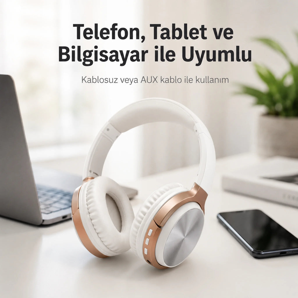 HZ-BT830 Bluetooth Kulak Üstü Kulaklık 5.0, Kablosuz Süper Bass Kulaklık