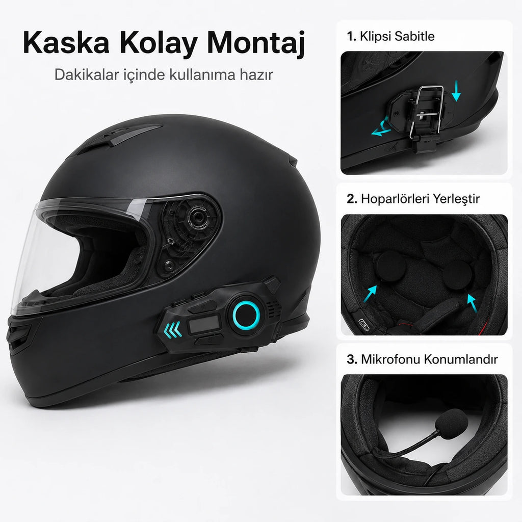 PELL K09 Çift Yönlü Intercom Motosiklet Kask Kulaklığı, Bluetooth Gürültü Azaltıcı Kask İçi Ses Sistemi