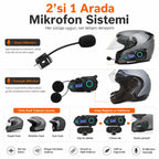K09 Çift Yönlü Intercom Motosiklet Kask Kulaklığı, Bluetooth Gürültü Azaltıcı Kask İçi Ses Sistemi